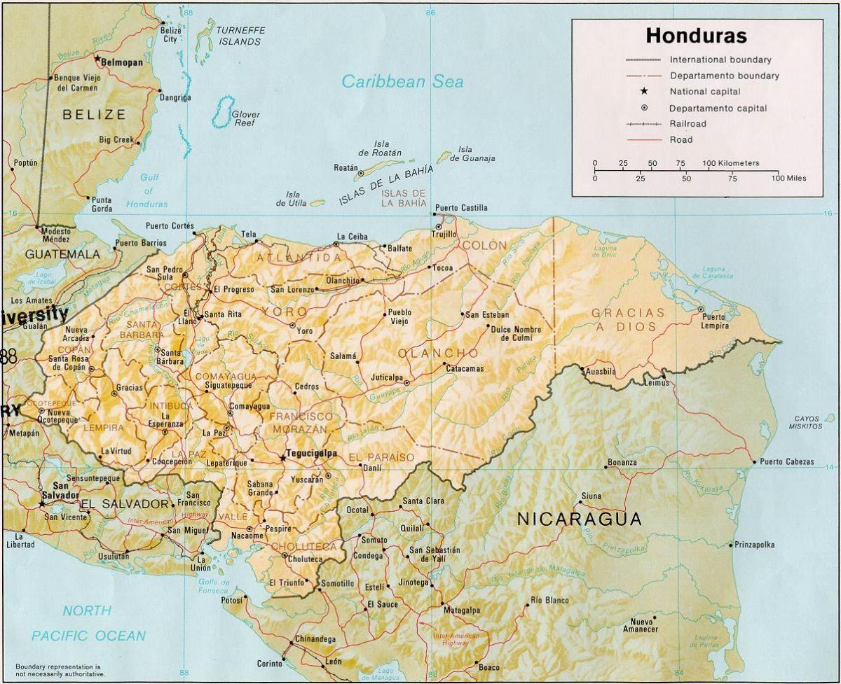 percuma bay pulau-pulau Honduras peta
