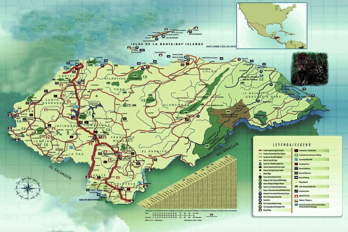 peta Honduras geografi