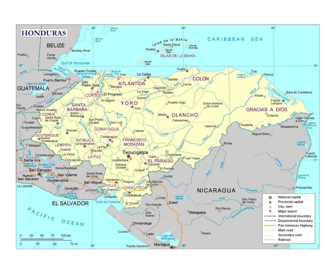 Honduras sungai peta