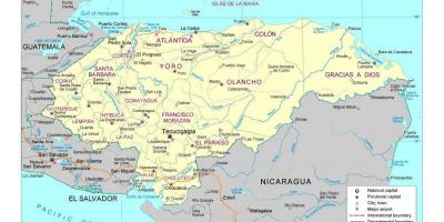 Honduras peta dengan kota