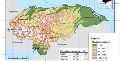 Peta ketinggian Honduras