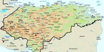 Peta Honduras dan negara-negara sekitarnya