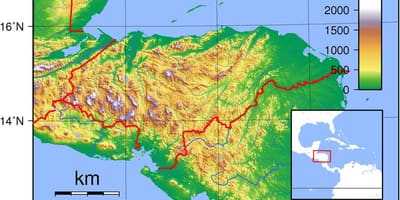 Peta Honduras topografi